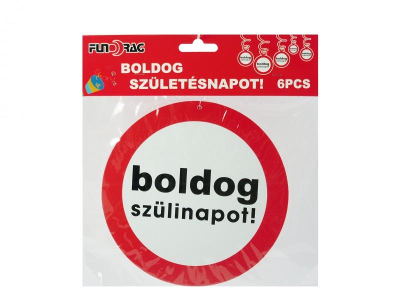 Függő spirál boldog szülinapot 6db 18cm