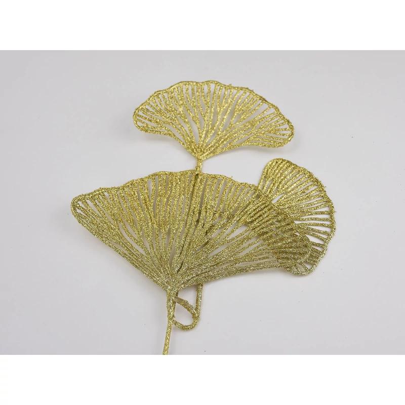 Gingko levél csillámos arany 1db
