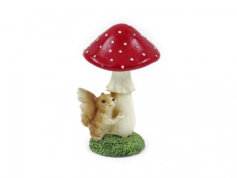 Gomba + állatfigura 13cm 2féle mókusos vagy sünis