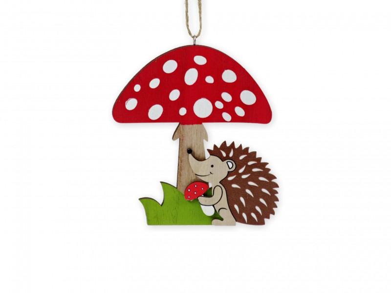 Gomba + süni dekoráció 12cm akasztható