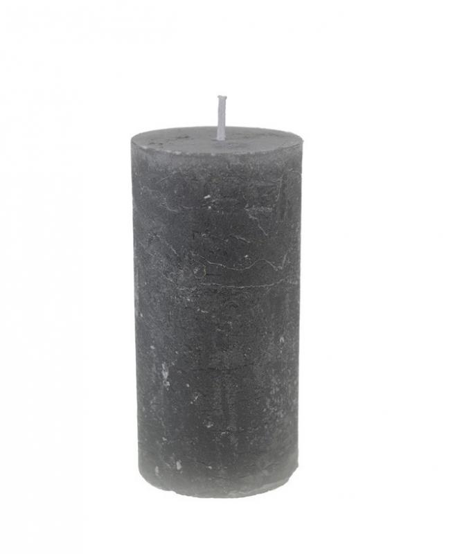 Gyertya rusztikus henger 5*10cm szürke