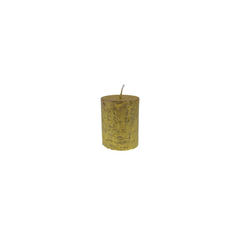 Gyertya rusztikus henger 5*6cm arany