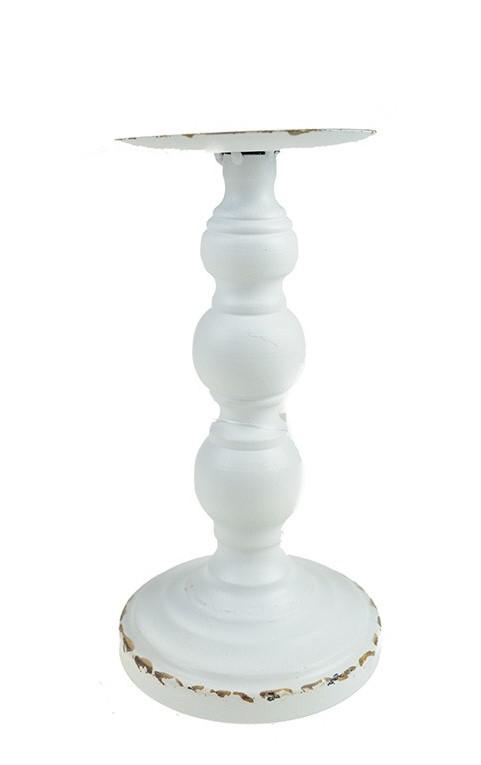 Gyertyatartó fém 9,5x23cm fehér