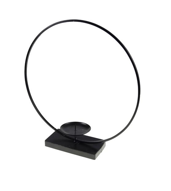 Gyertyatartó fém gyűrű 31cm fekete