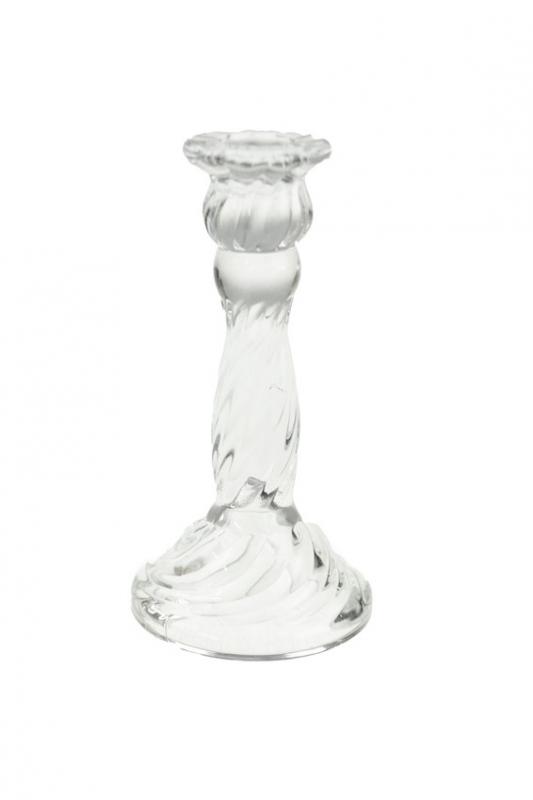 Gyertyatartó üveg 8,3*15cm csavart átlátszó