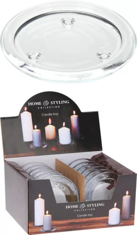 Gyertyatartó üveg tálka 3 lábú 10cm