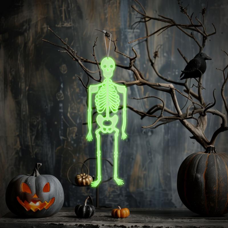 Halloween-i foszforeszkáló dekoráció - csontváz - 32 x 11 cm 2 db