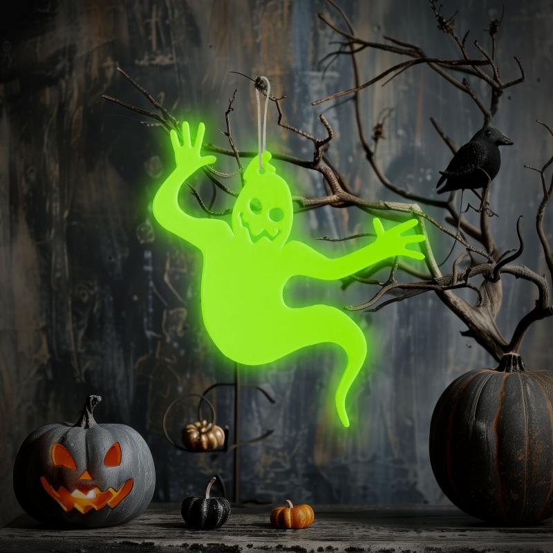 Halloween-i foszforeszkáló dekoráció - szellem - 15 x 12 cm 2db