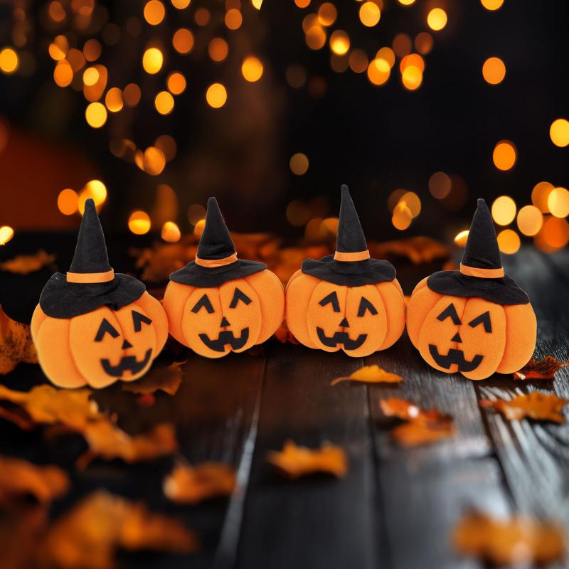 Halloween-i tök dekoráció - 10 x 10 x 15 cm boszorkánysapkás