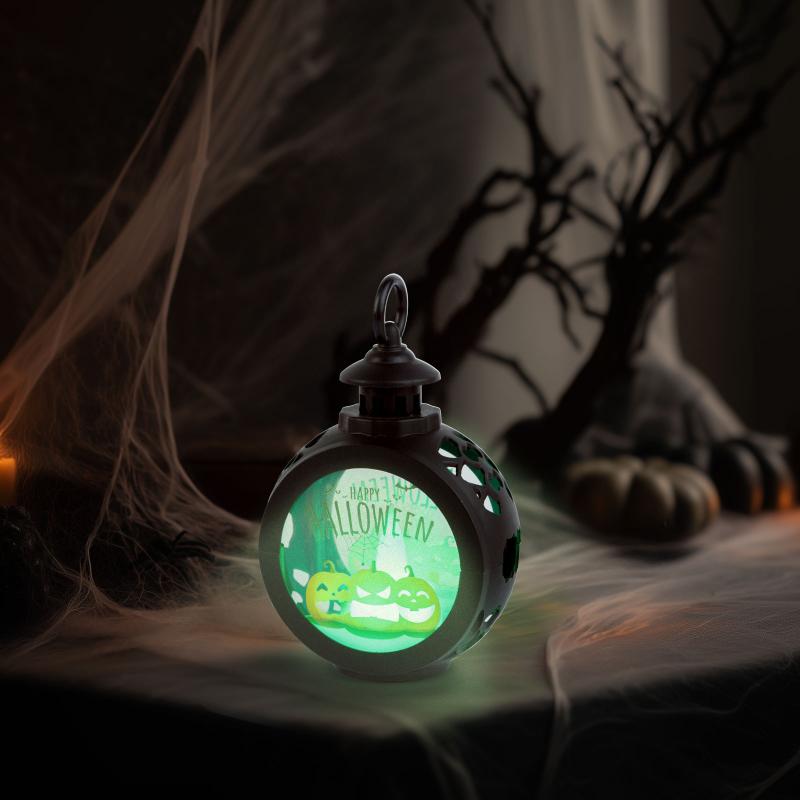 Halloween-i világító dekoráció - tök - felakasztható - LED - 8,5 x 13,5 cm