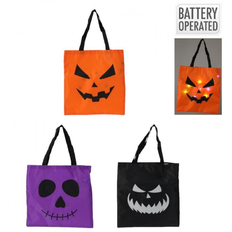 Halloween textil táska LED-es 33x32cm