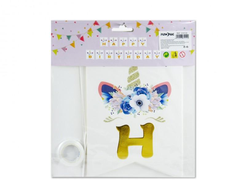 Happy Birthday banner unicornis