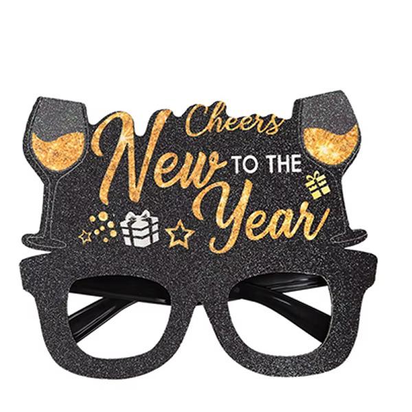 Happy New Year glitteres szemüveg, pezsgõs poharak