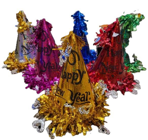 Happy new year kalap, színes, extra, boás