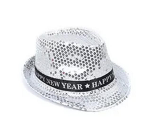 Happy New Year szövetkalap, villogós, ezüst