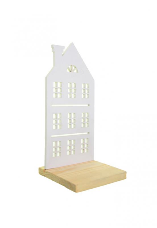 Ház fa 12*25*0,6cm fehér karácsonyi