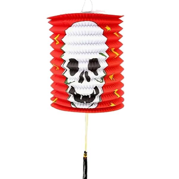 Henger lampion d16, halloweenre, narancs, koponyás