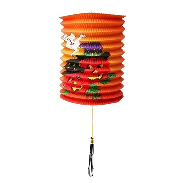 Henger lampion d16, halloweenre, narancs, vidám tökök
