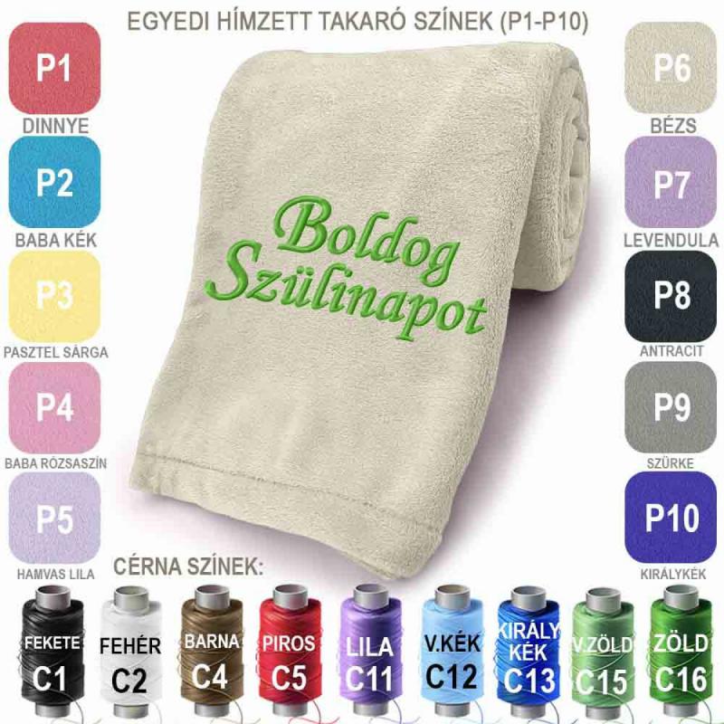 Hímzett Takaró 75x90cm - Szülinapi Hímzett Takaró, Pléd- Boldog Szülinapot - Ajándék Születésnapra