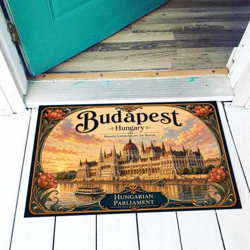 Hungary Lábtörlő - Budapest Parlament lábtörlő 40×60 cm – Hungarian Parliament Hungary ajándék