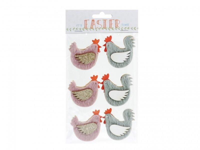 Húsvéti dekor szett öntapadós 6db 6cm tyúkok