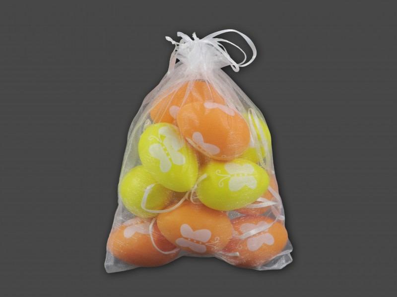 Húsvéti tojás pillangós 12db 6cm citromsárga/narancssárga