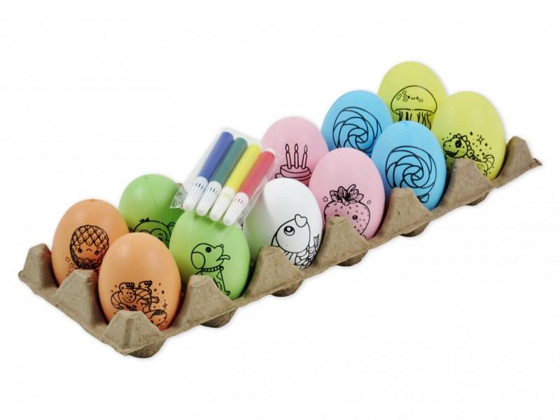 Húsvéti tojás színező +filctollak 12+4db tojástartóban