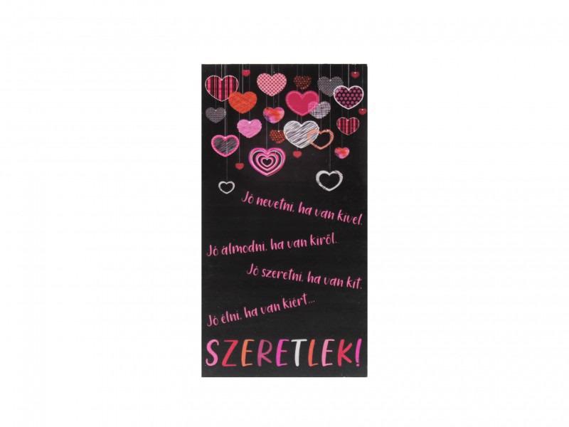 Hűtőmágnes szeretlek fekete 7,5x14cm