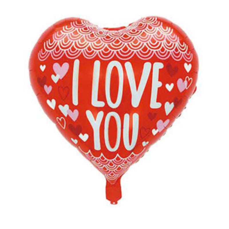 I Love You feliratos - Szív formájú piros - Fólia Lufi - 45cm - Léggömb - Szerelmes Lufi - Szerelmes Ajándék
