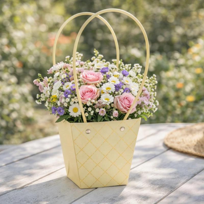 Impregnált mintás virágtasak - krém