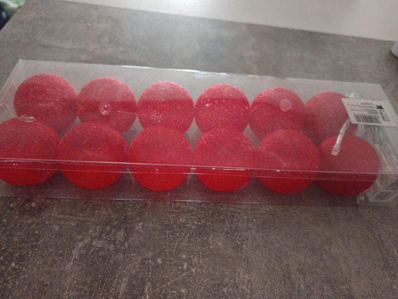 Izzósor 12Led 5cm 3elemes gömb füzér meleg piros