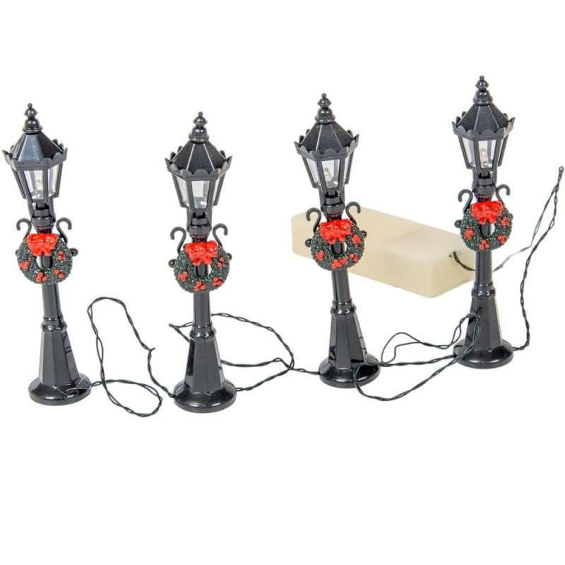 Kandelláber koszorúval LED-es elemes (elem nélkül) M12cm 4db-os