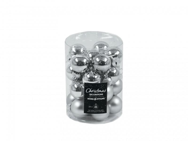 Karácsonyfadísz gömb ezüst 24db 2,5cm ARB101510