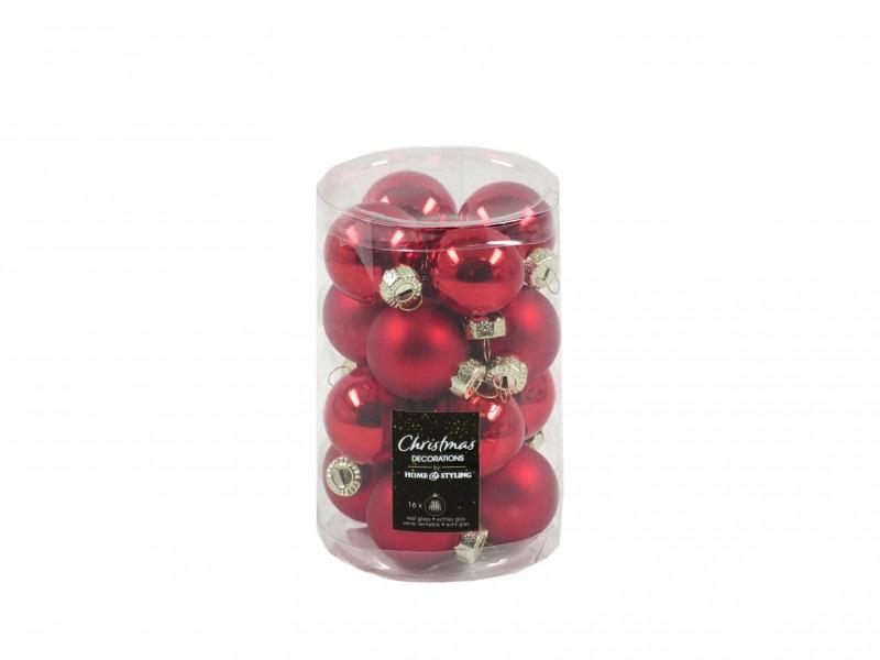Karácsonyfadísz gömb piros 16db 3,5cm