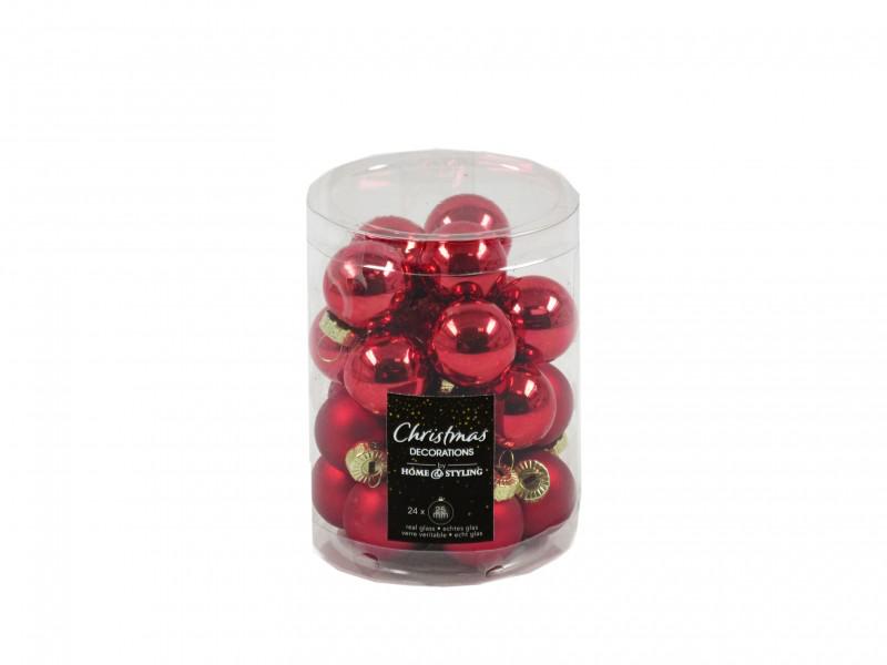 Karácsonyfadísz gömb piros 24db 2,5cm ARB101520