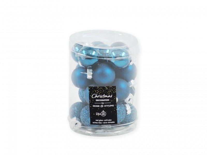 Karácsonyfadísz kék gömb 24db 25mm