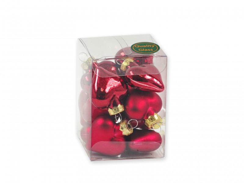 Karácsonyfadísz szív bordó 12db 4cm