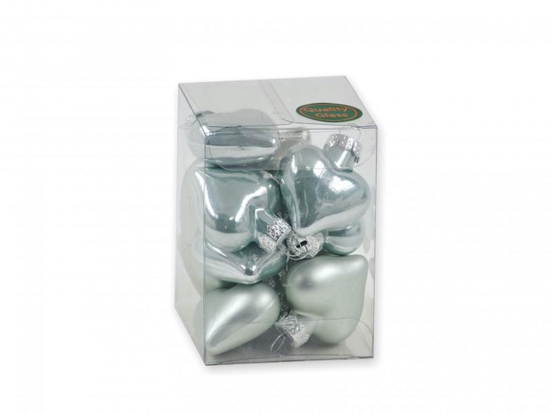 Karácsonyfadísz szív szürkés kék 12db 4cm