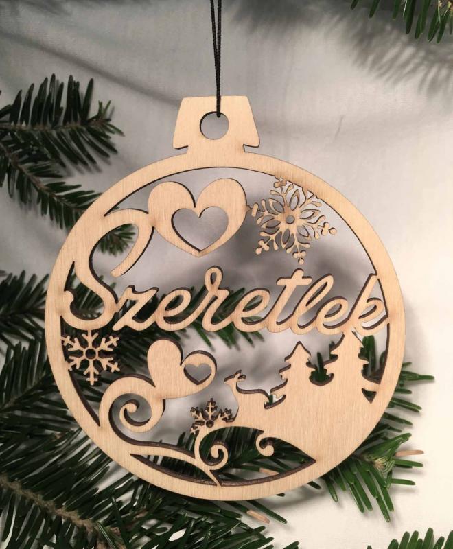 Karácsonyi Ajándék - Szerelmes ajándék - Szeretlek – Karácsonyi Díszgömb