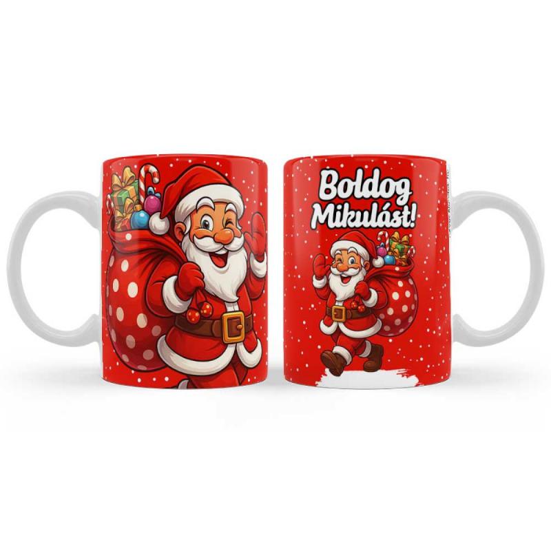 Karácsonyi Bögre 3 dl - Boldog Mikulást Bögre - Mikulás Bögre - Karácsonyi Ajándék