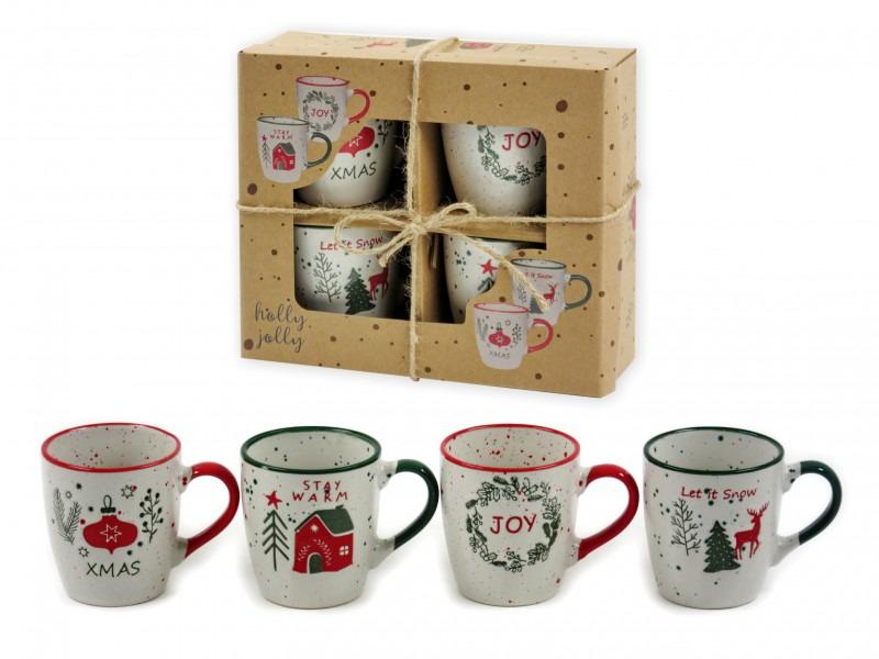 Karácsonyi bögre szett 4db 200ml ajándék dobozban