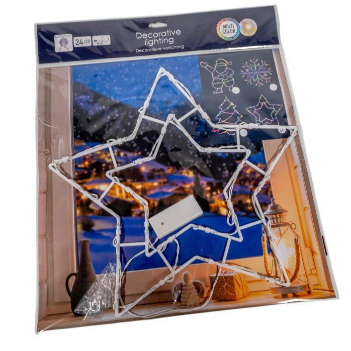 Karácsonyi csillag figura sziluett LED-es elemes (elem nélkül) multi 42cm