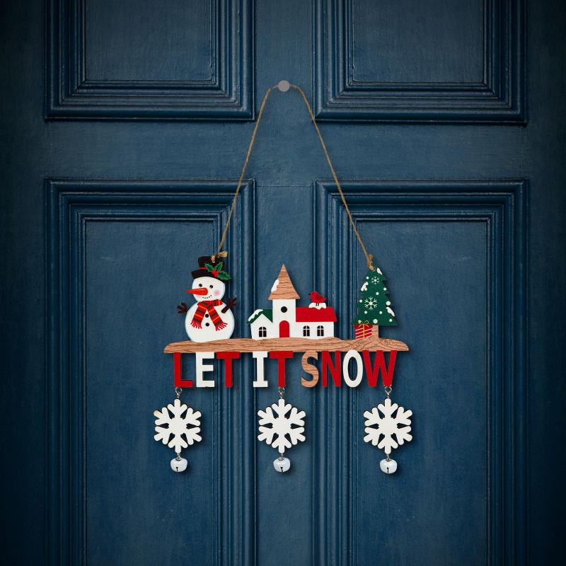 Karácsonyi dekoráció - akasztható - fa - csengettyűvel - 23 x 20 cm - 2 féle