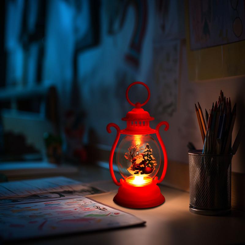 Karácsonyi dekoráció - lámpás - Mikulás - piros - 16,5 x 7 cm - 3 x LR44