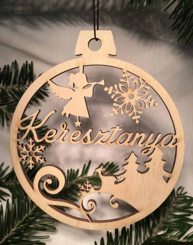 Karácsonyi Díszgömb - Keresztanya – Karácsonyfa dísz – Karácsonyi ajándék