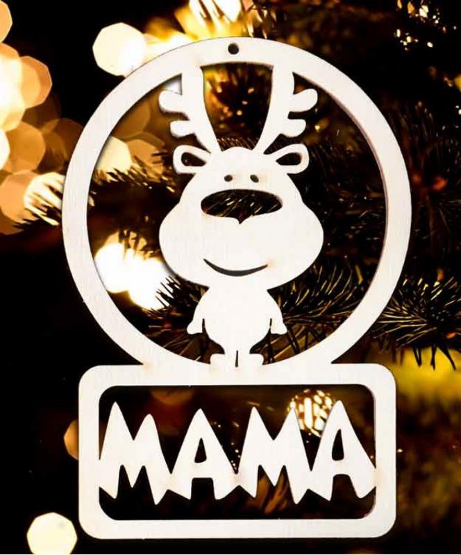 Karácsonyi Díszgömb - Mama Rénszarvas – Karácsonyfa dísz – Karácsonyi ajándék
