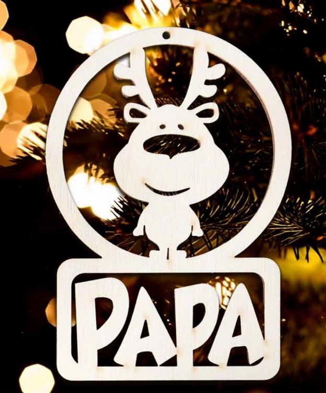 Karácsonyi Díszgömb - Papa Rénszarvas – Karácsonyfa díszek – Karácsonyi ajándék ötletek