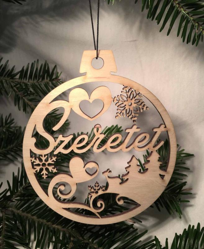 Karácsonyi Díszgömb - Szeretet – Karácsonyfa dísz – Karácsonyi ajándék