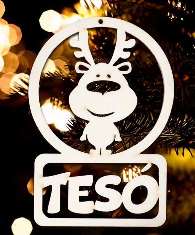 Karácsonyi Díszgömb - Tesó Rénszarvas – Karácsonyfa díszek - Karácsonyi ajándék