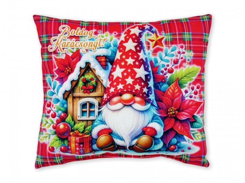 Karácsonyi díszpárna manó csillagos 30x26cm
